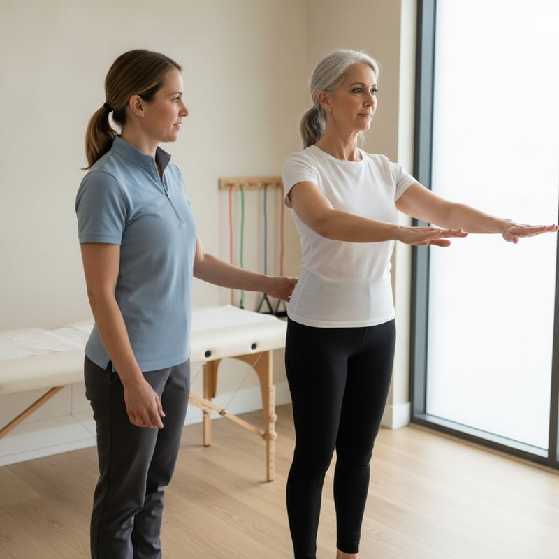 Patient working with a provider at a pelvic health physical therapy clinic in Lake Mary, FL during a functional movement assessment